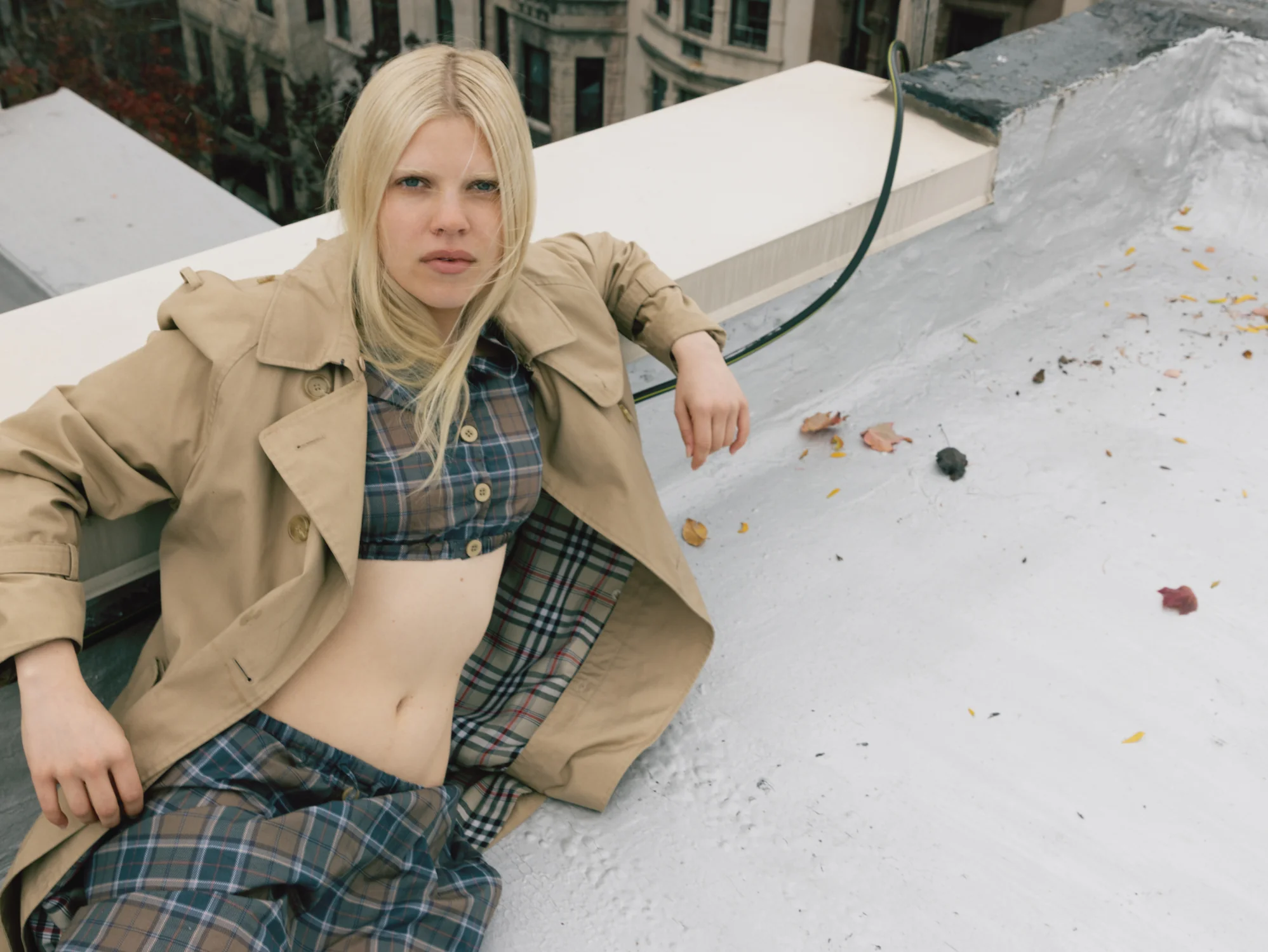 Plaid Cropped Blouse - Image 8
